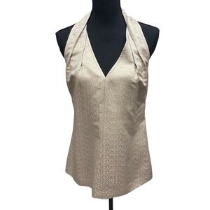 Beth Bowley Women's Gold Metallic Silk‎ Accent Sleeveless Top Size M Mob Wife